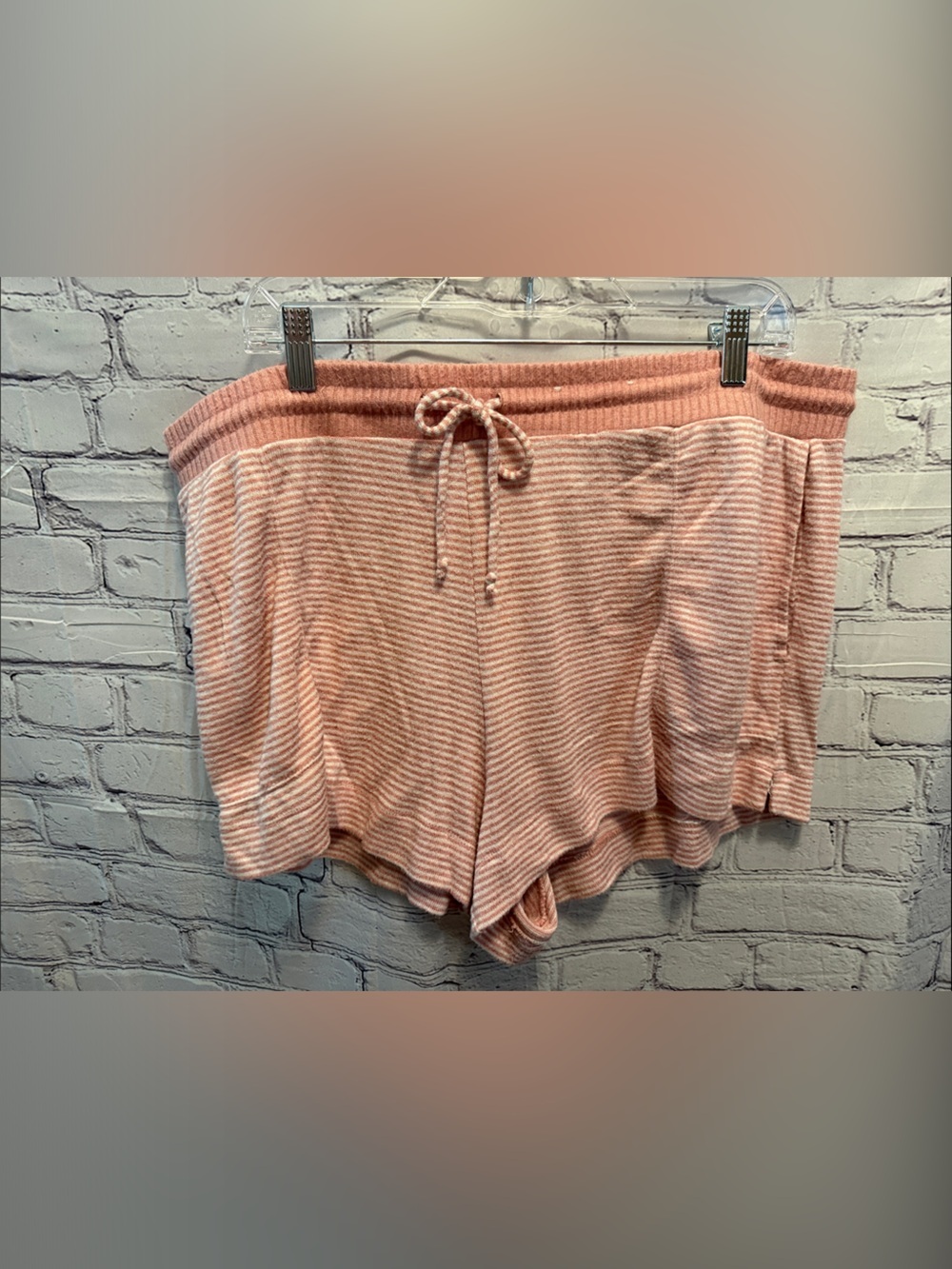 stars above Pink Striped Ribbed Lounge Shorts